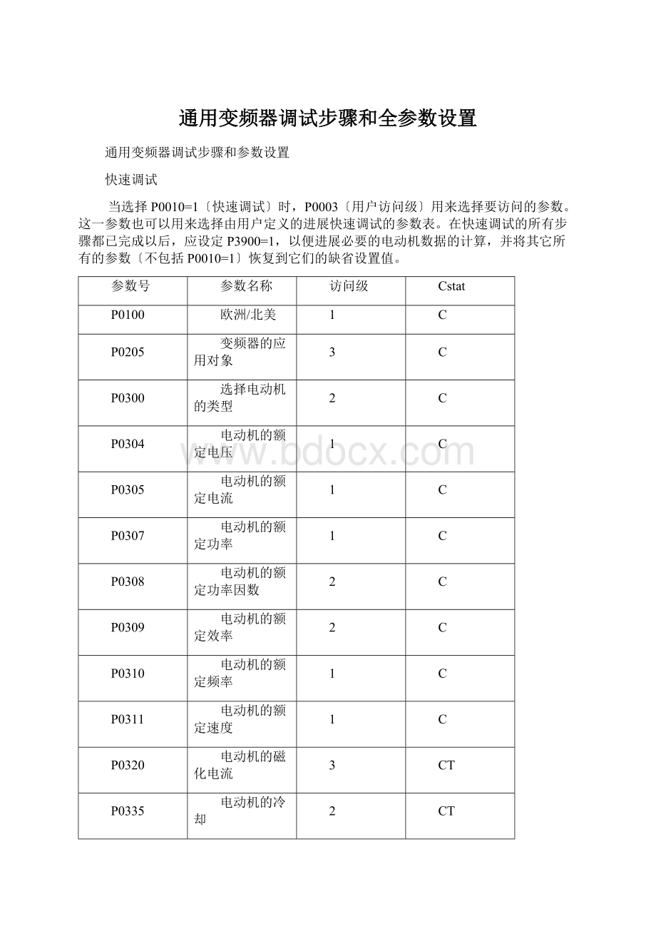 通用变频器调试步骤和全参数设置.docx