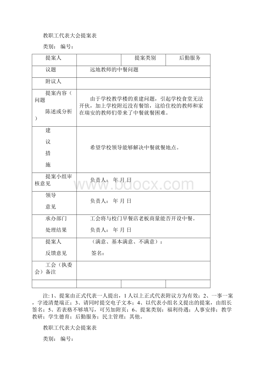 小学教职工代表大会提案表共15张.docx_第2页