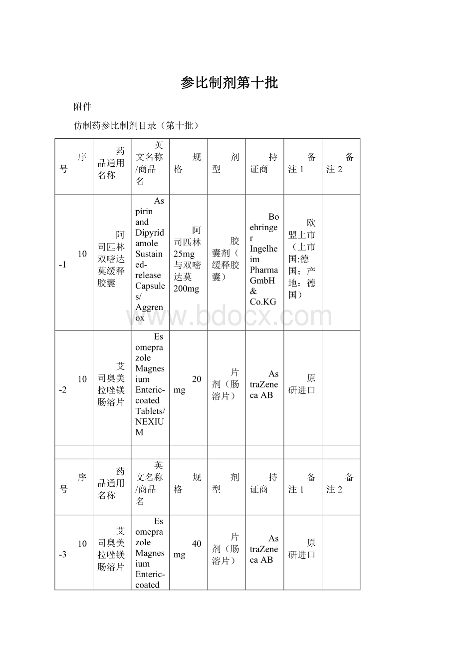 参比制剂第十批.docx