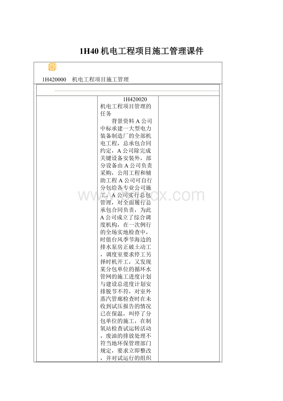 1H40机电工程项目施工管理课件.docx_第1页