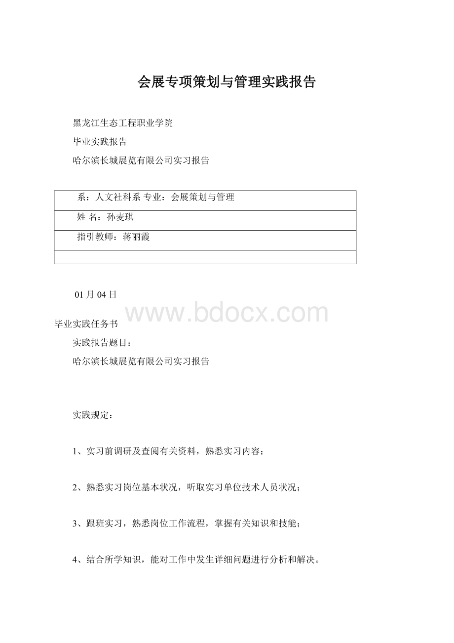 会展专项策划与管理实践报告Word格式.docx