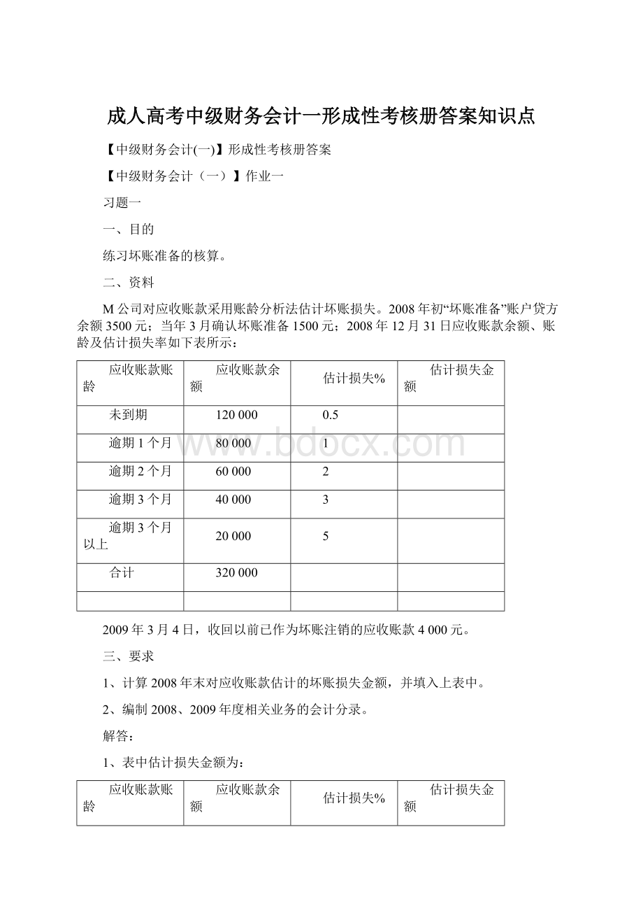 成人高考中级财务会计一形成性考核册答案知识点.docx_第1页