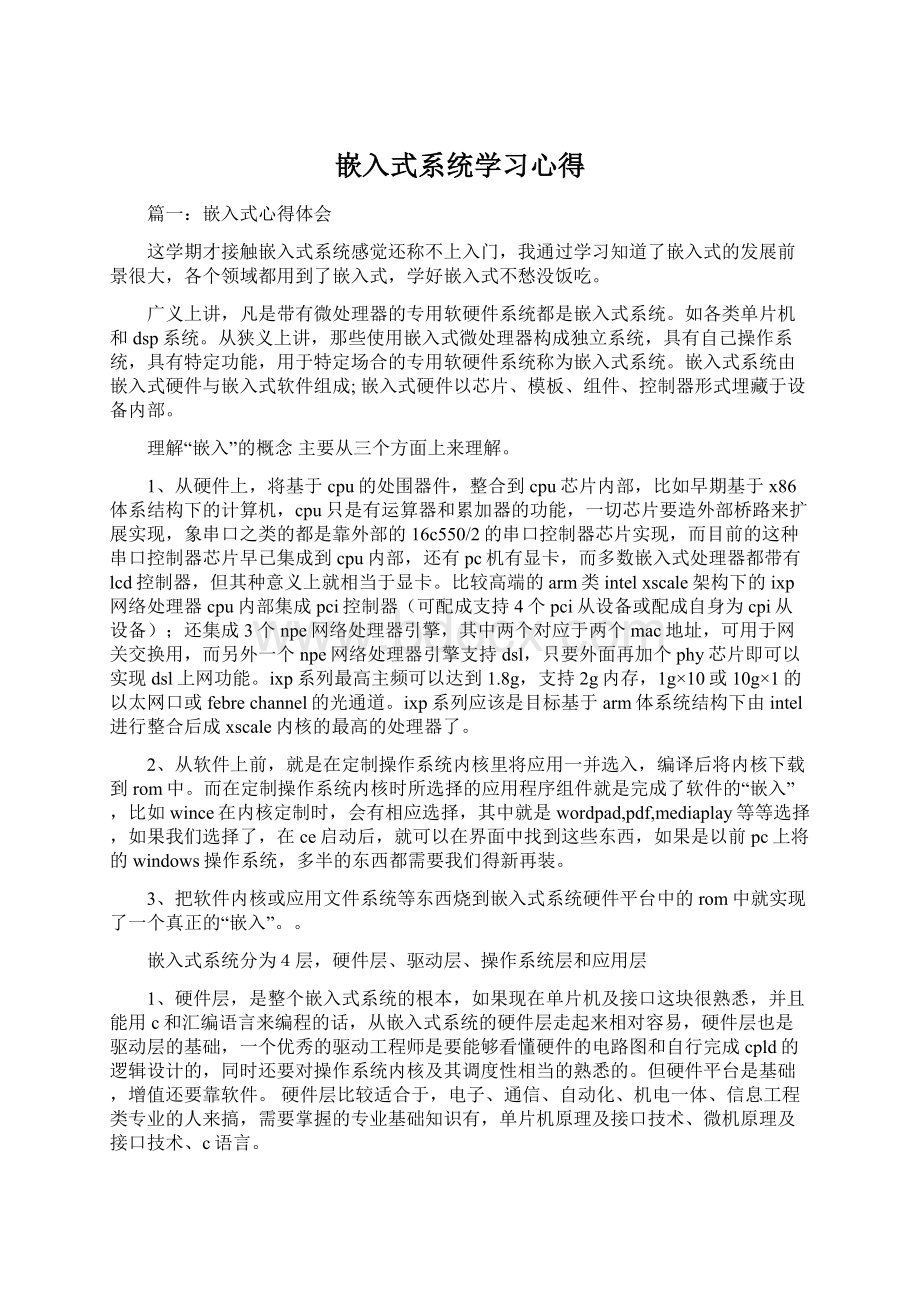 嵌入式系统学习心得Word格式文档下载.docx