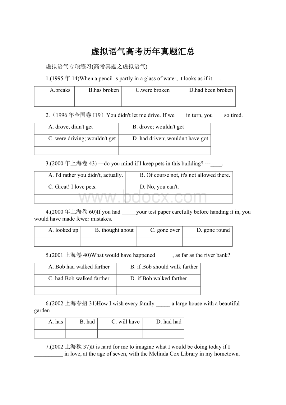 虚拟语气高考历年真题汇总.docx_第1页