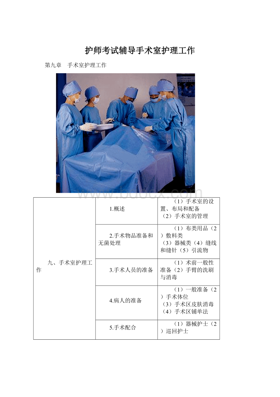 护师考试辅导手术室护理工作.docx_第1页