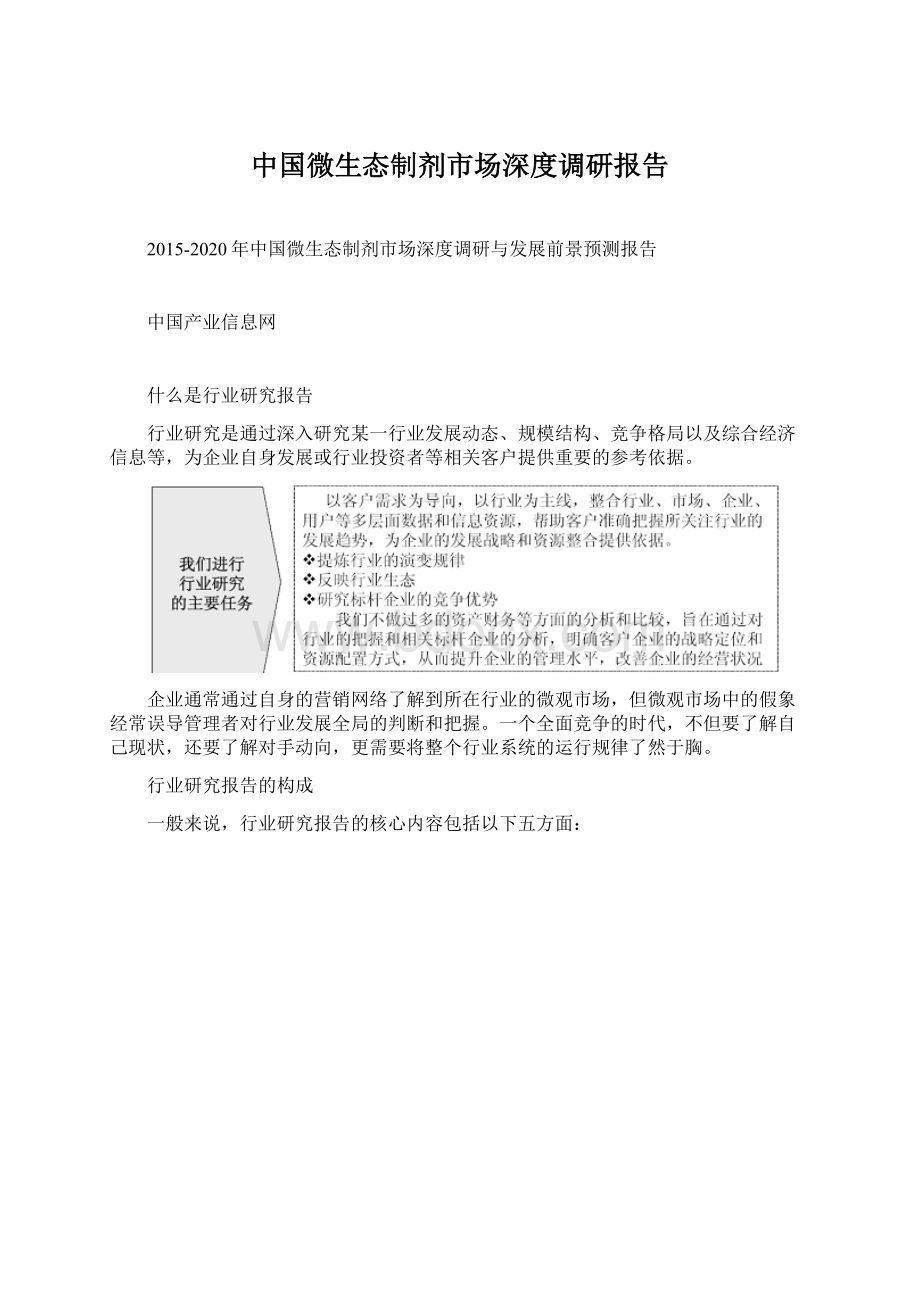 中国微生态制剂市场深度调研报告Word格式.docx_第1页
