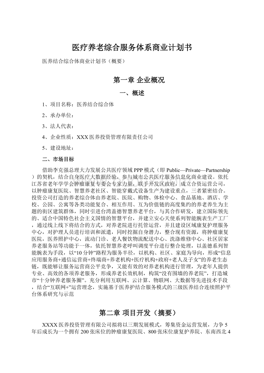 医疗养老综合服务体系商业计划书.docx_第1页