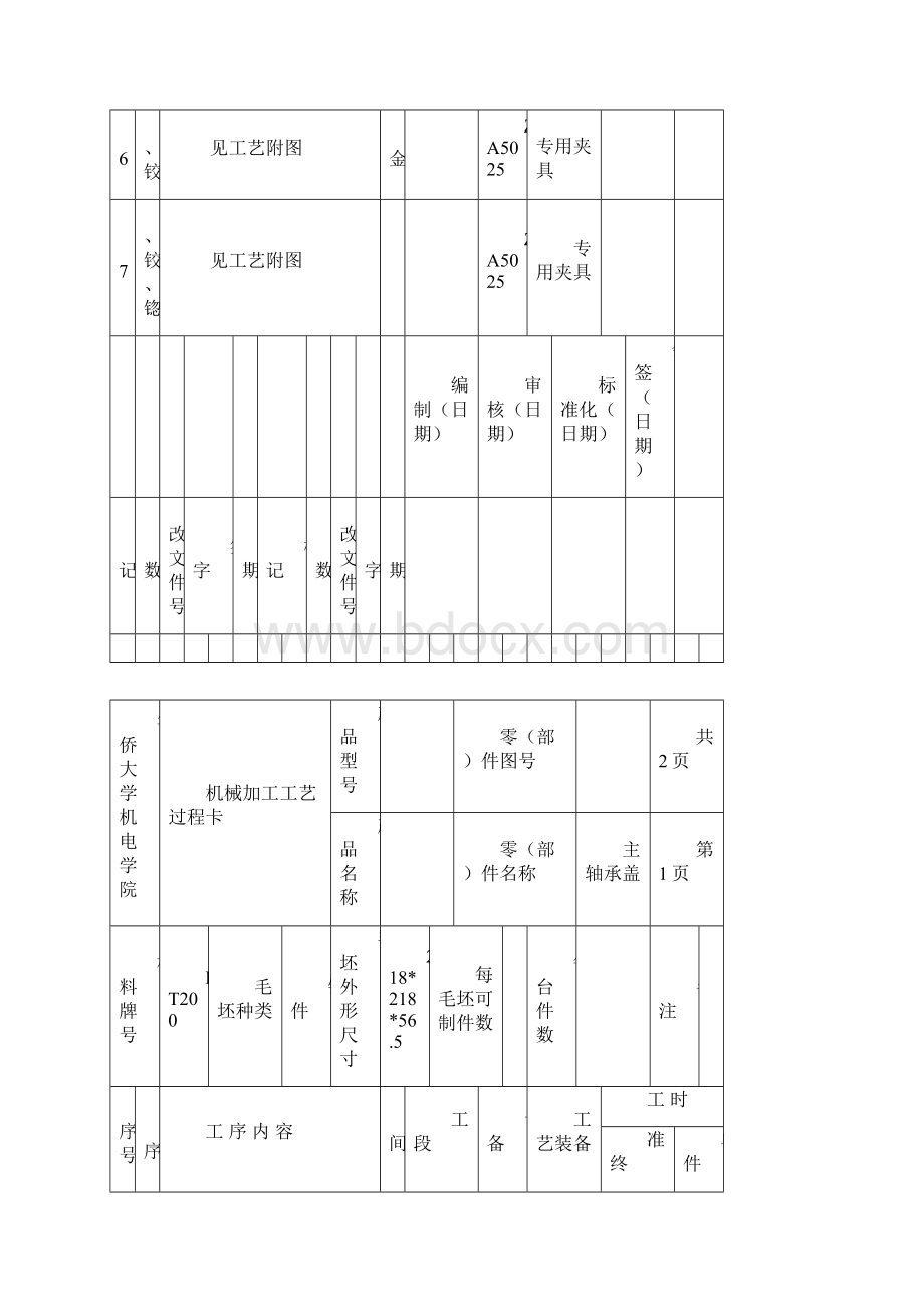 主轴承盖工序过程卡工序卡Word文档下载推荐.docx_第2页