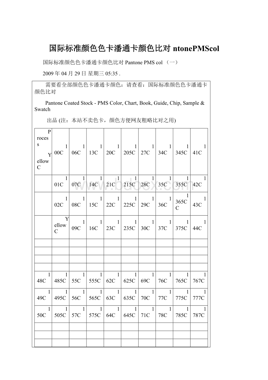 国际标准颜色色卡潘通卡颜色比对ntonePMScol.docx_第1页