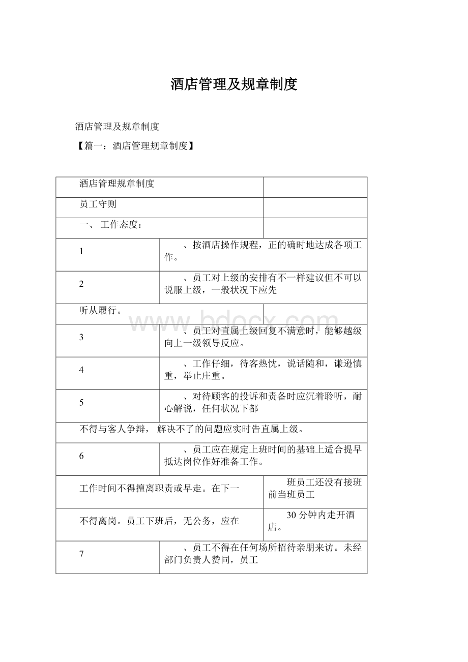 酒店管理及规章制度.docx