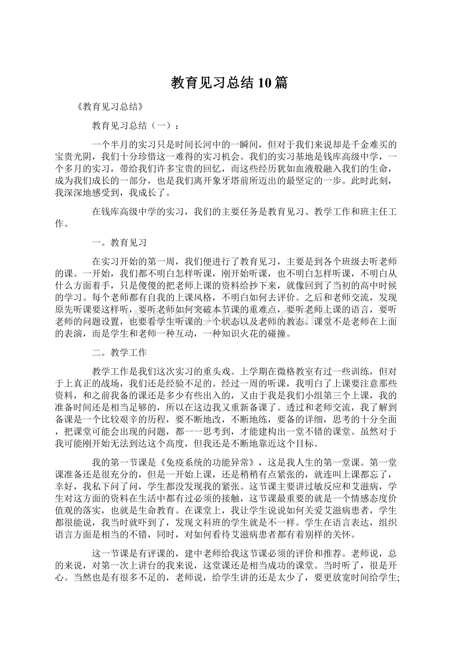 教育见习总结10篇.docx