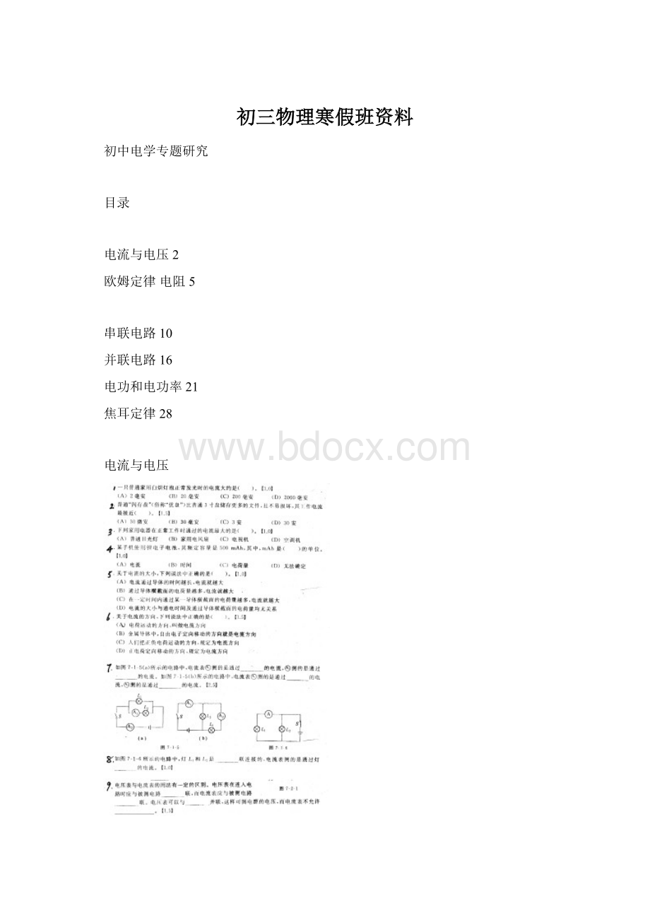 初三物理寒假班资料.docx_第1页