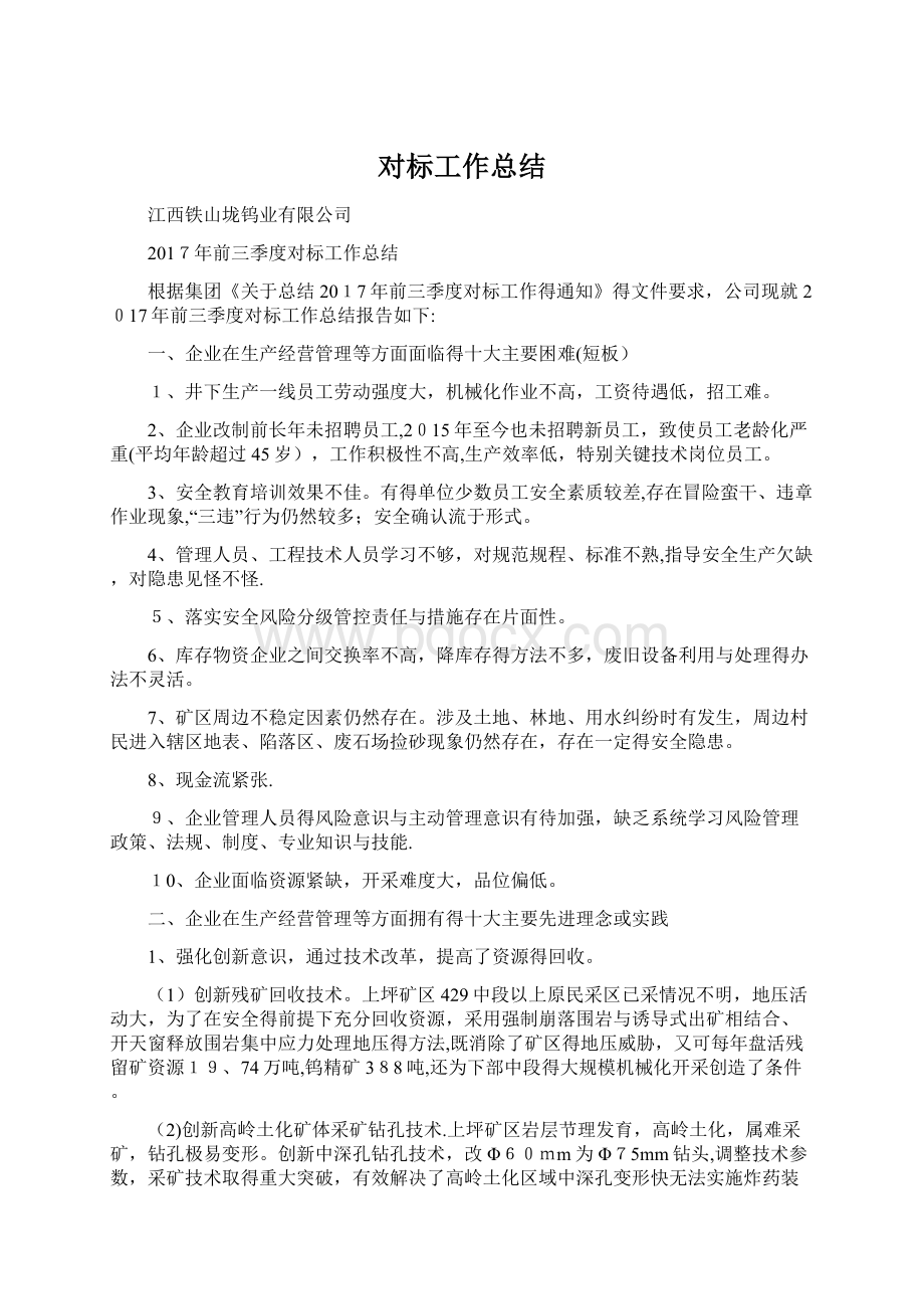 对标工作总结Word文档下载推荐.docx