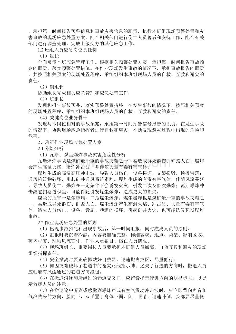 瓦斯煤尘爆炸事故作业现场应急处置方案实用版Word格式文档下载.docx_第2页