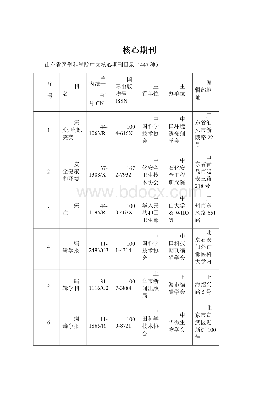 核心期刊Word下载.docx