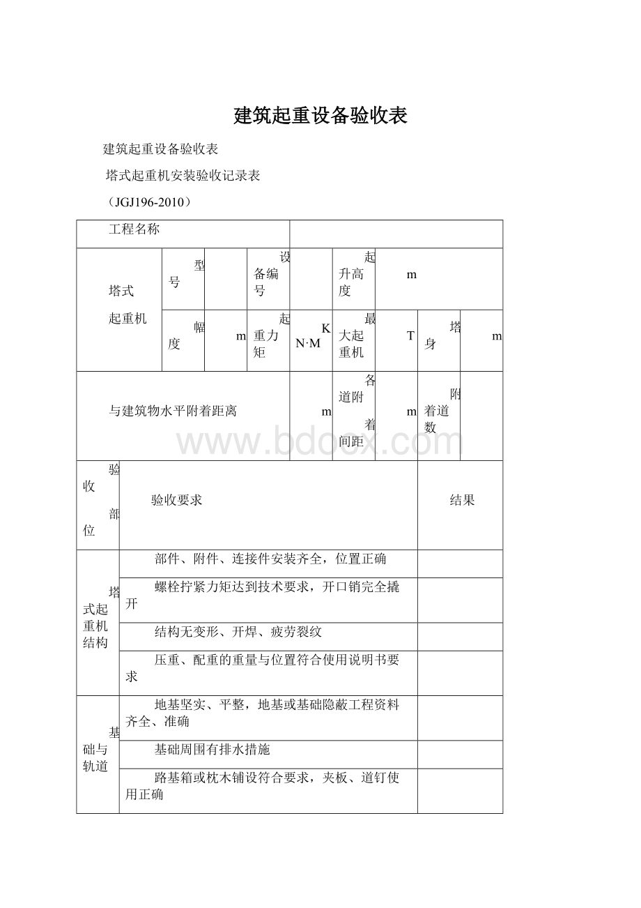 建筑起重设备验收表文档格式.docx