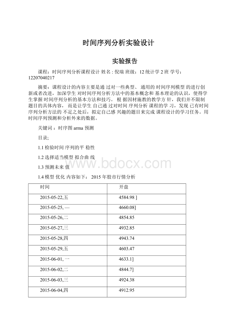 时间序列分析实验设计文档格式.docx_第1页