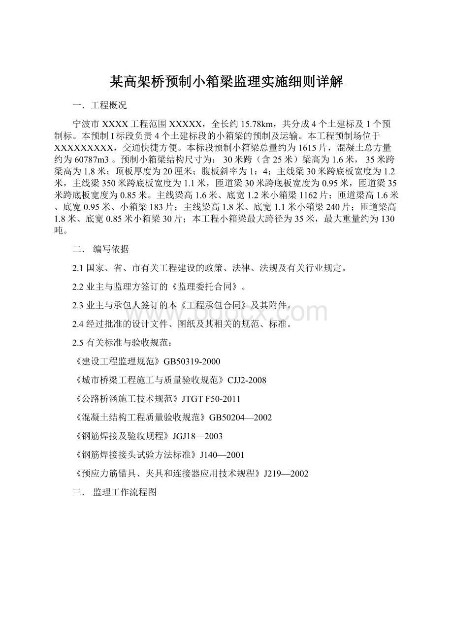 某高架桥预制小箱梁监理实施细则详解.docx