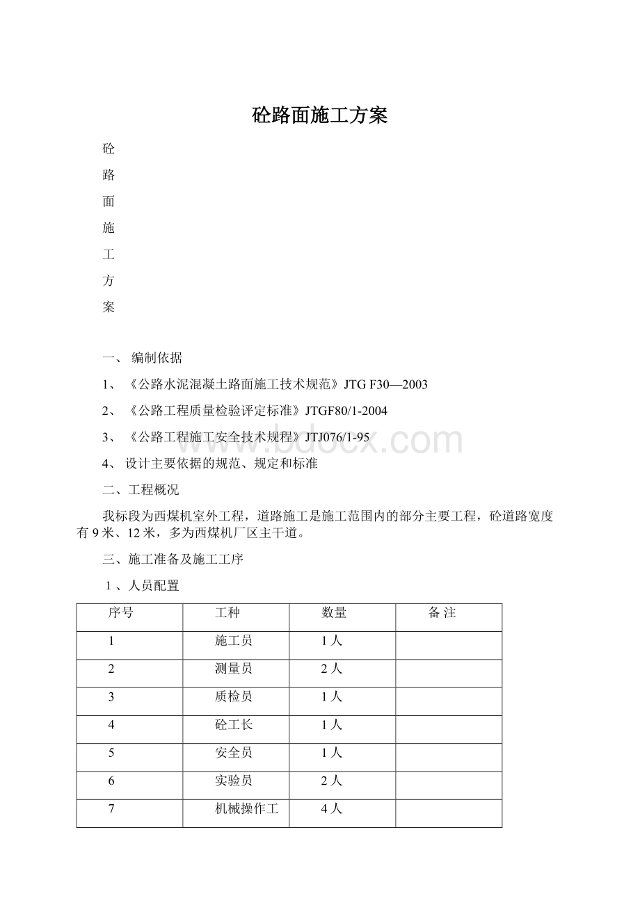 砼路面施工方案.docx