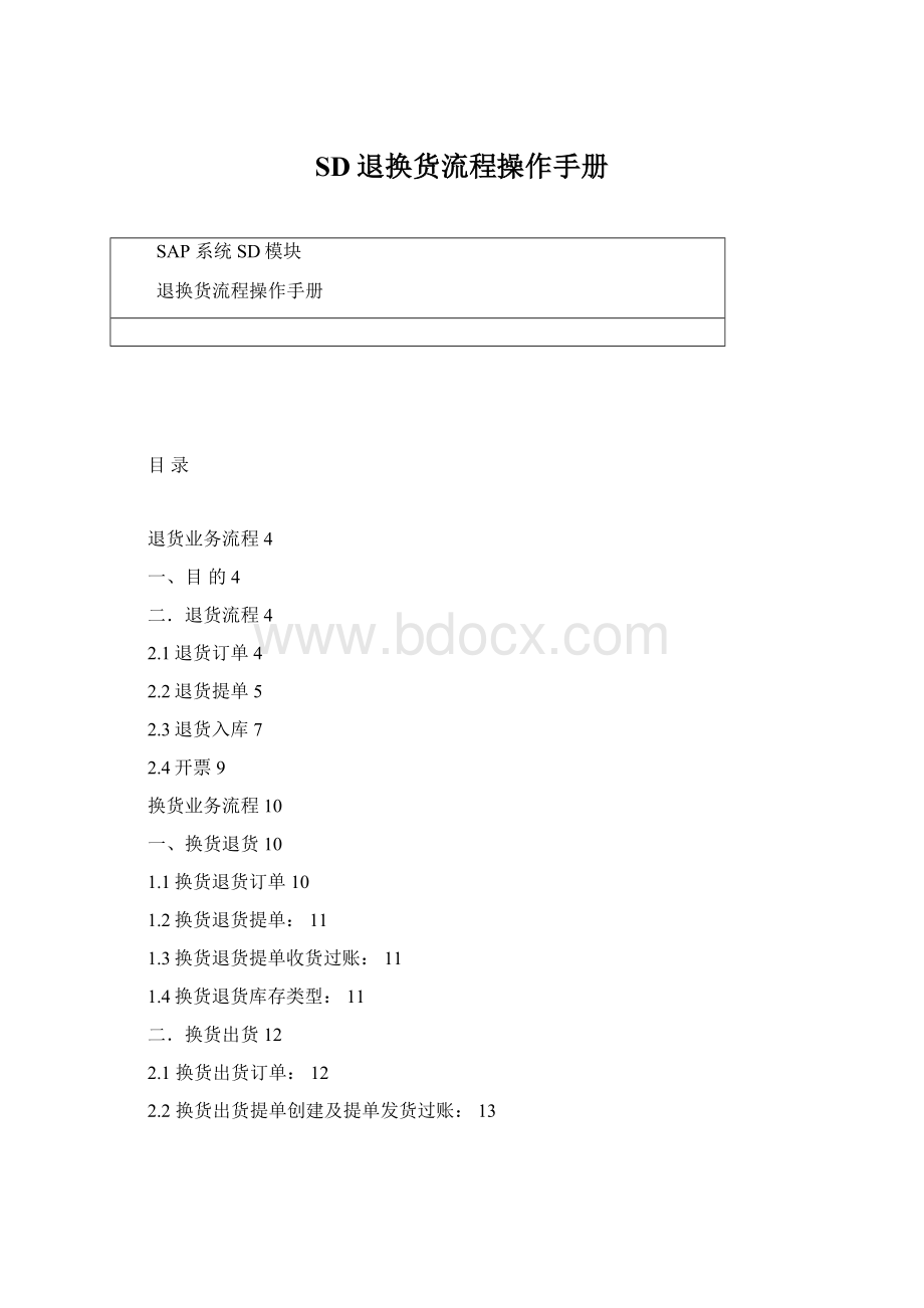 SD退换货流程操作手册.docx
