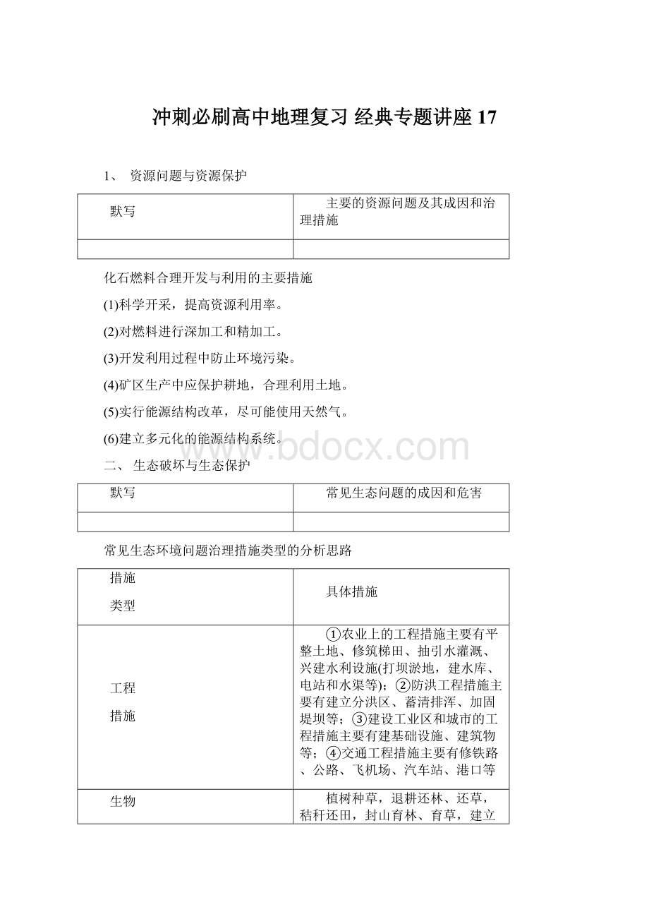 冲刺必刷高中地理复习 经典专题讲座 17Word下载.docx