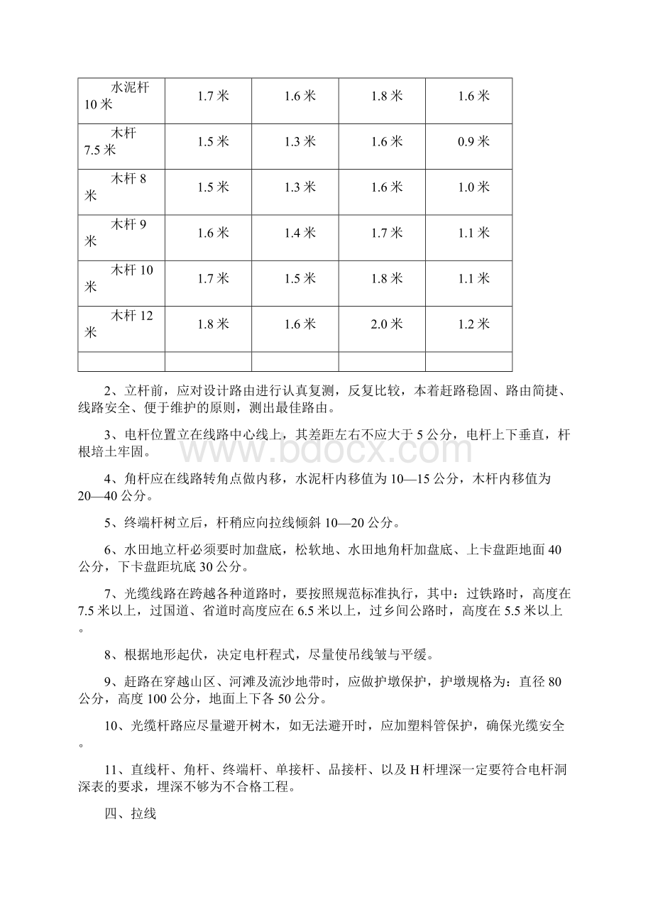 移动通信光缆线路工程施工技术标准和要求内容Word文档下载推荐.docx_第2页