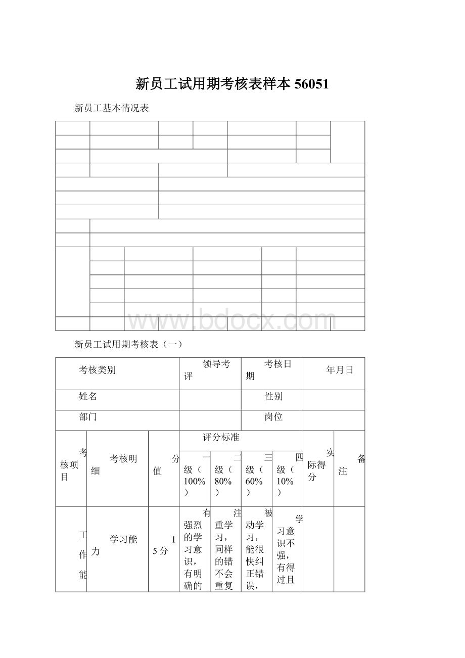 新员工试用期考核表样本56051.docx