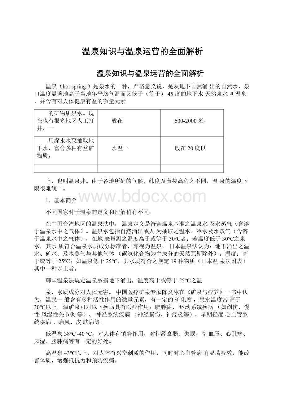 温泉知识与温泉运营的全面解析Word格式文档下载.docx