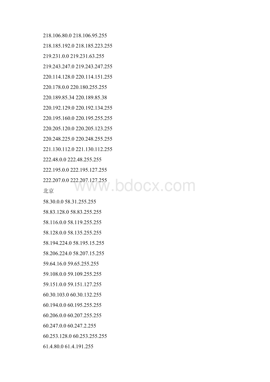 全国IP地址段中国IP地址段各省IP段IP段全面.docx_第3页