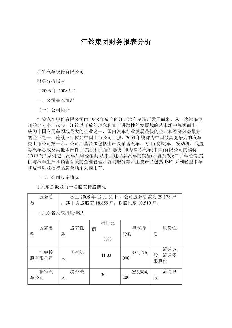 江铃集团财务报表分析Word文件下载.docx_第1页