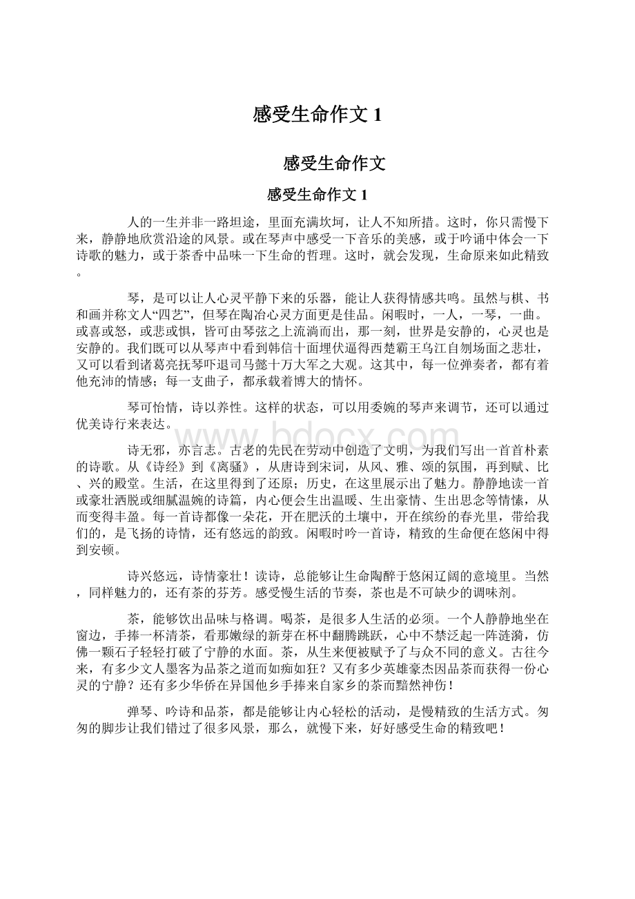 感受生命作文1文档格式.docx