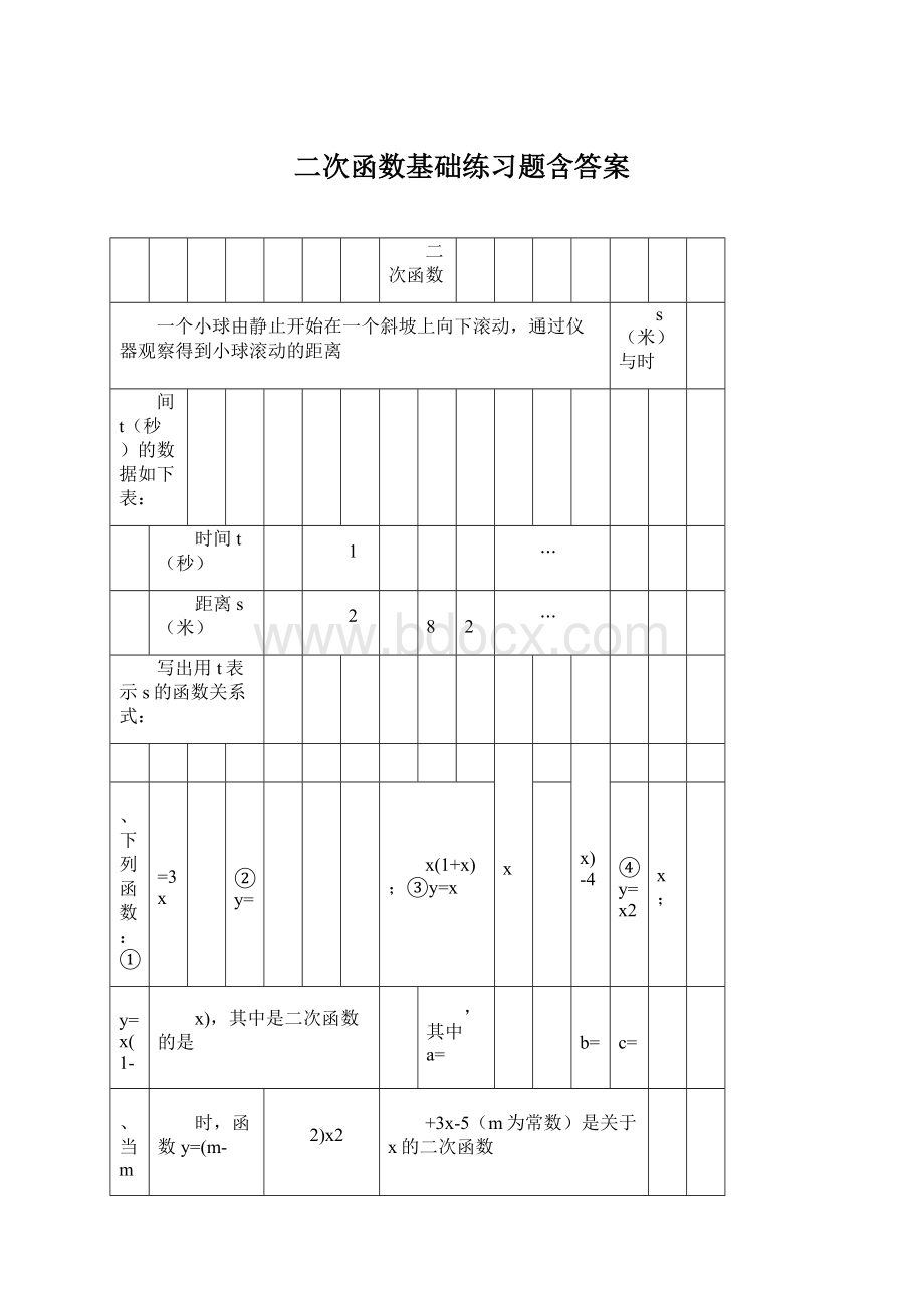 二次函数基础练习题含答案.docx