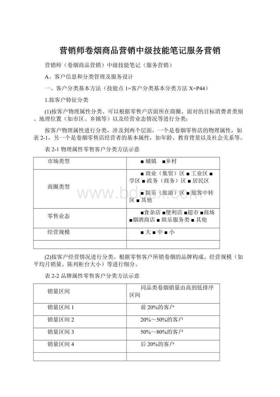 营销师卷烟商品营销中级技能笔记服务营销Word文档下载推荐.docx