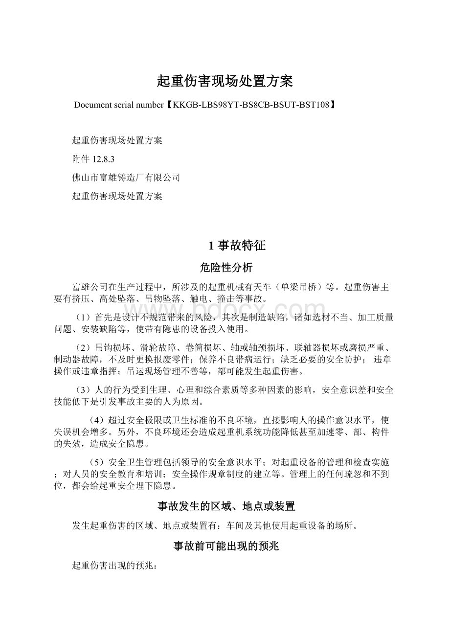 起重伤害现场处置方案Word文档下载推荐.docx