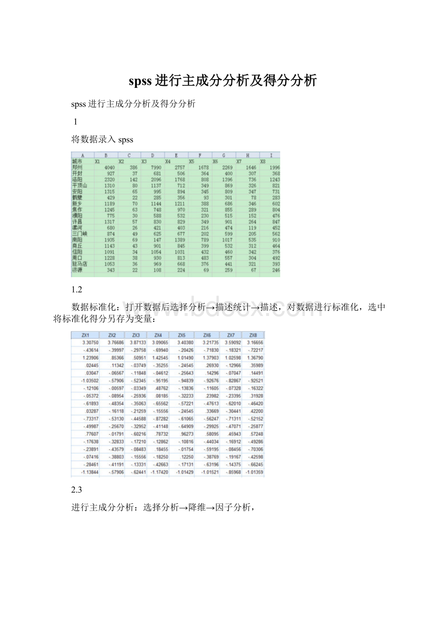 spss进行主成分分析及得分分析.docx