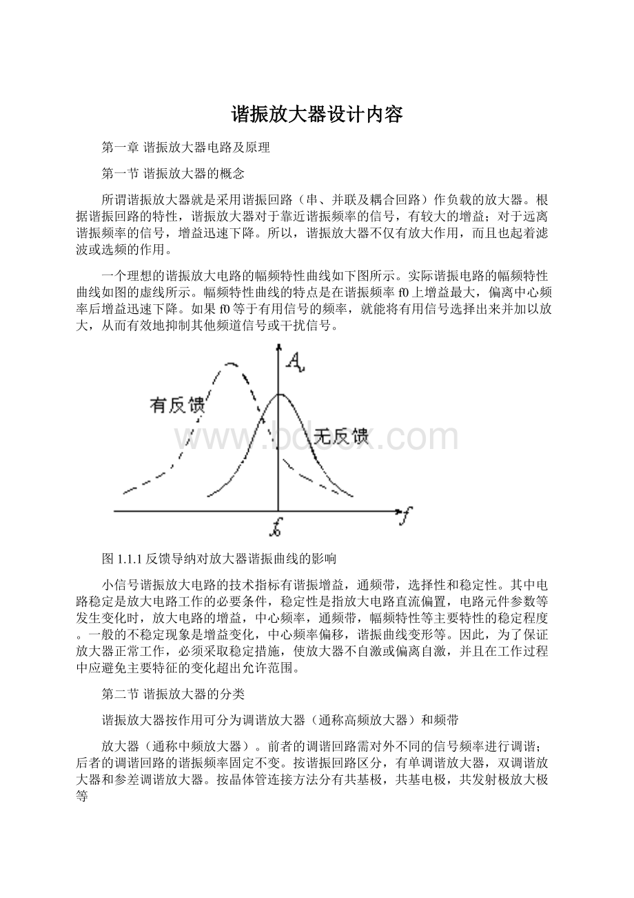 谐振放大器设计内容.docx