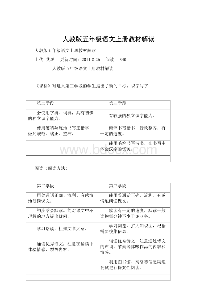 人教版五年级语文上册教材解读.docx