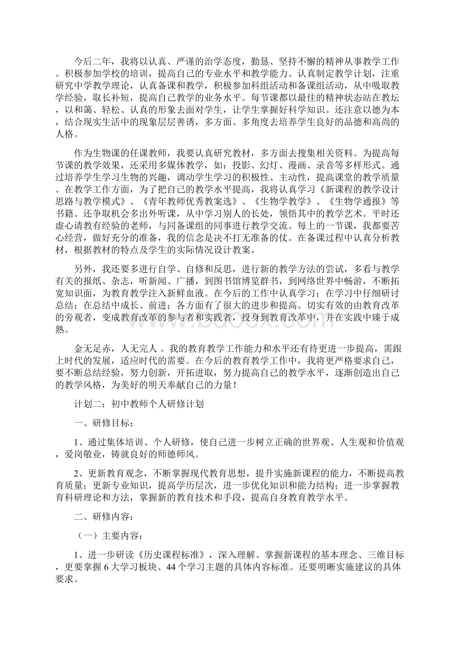 初中教师个人研修计划.docx_第2页