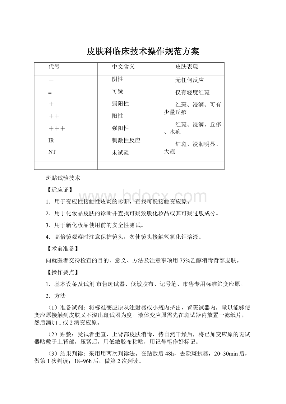 皮肤科临床技术操作规范方案.docx_第1页