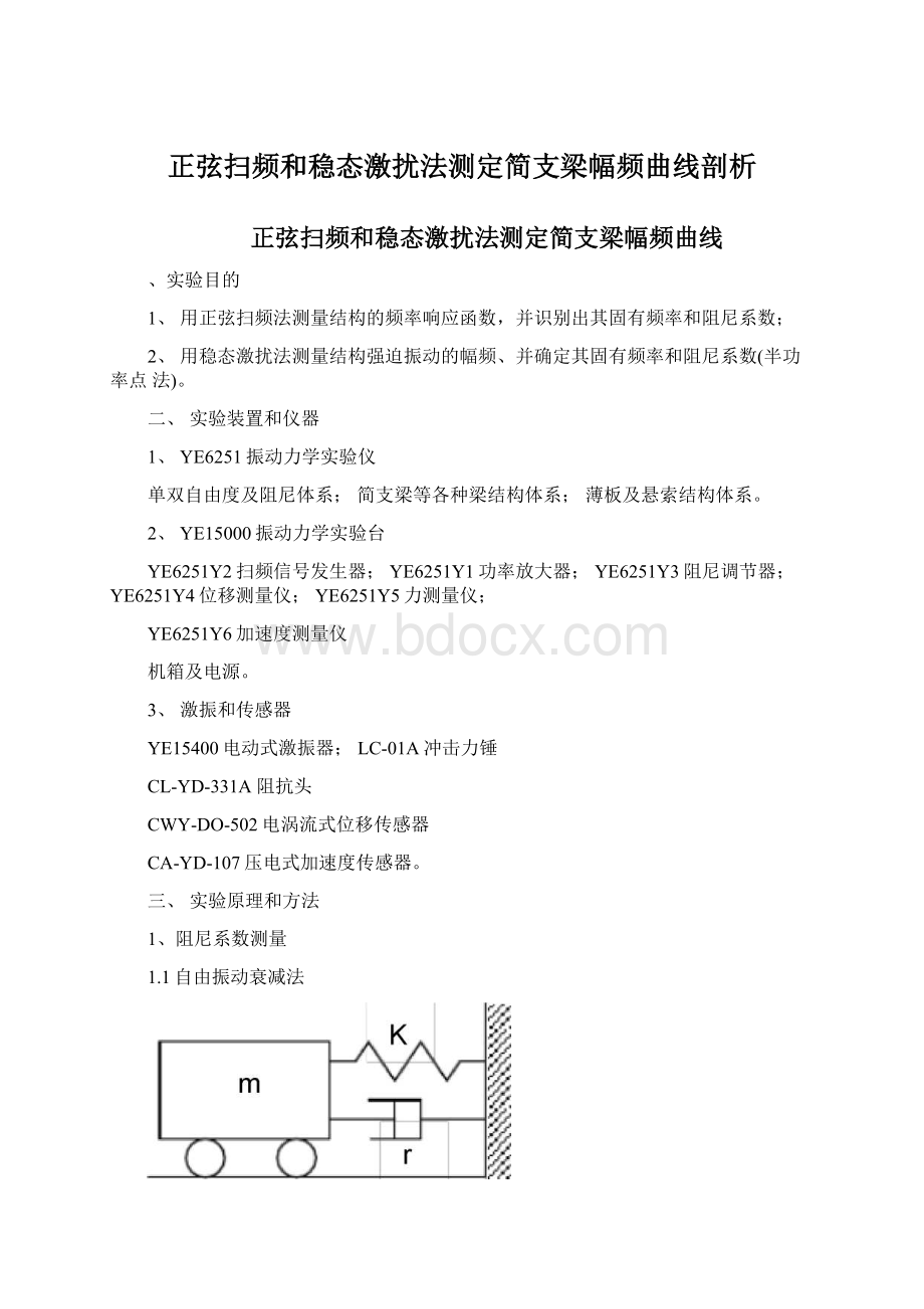 正弦扫频和稳态激扰法测定简支梁幅频曲线剖析.docx_第1页