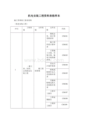 机电安装工程资料表格样本.docx