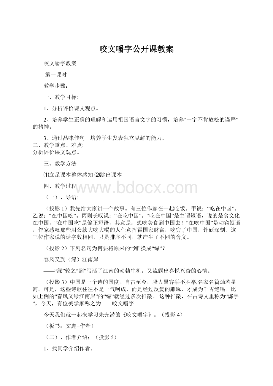 咬文嚼字公开课教案.docx