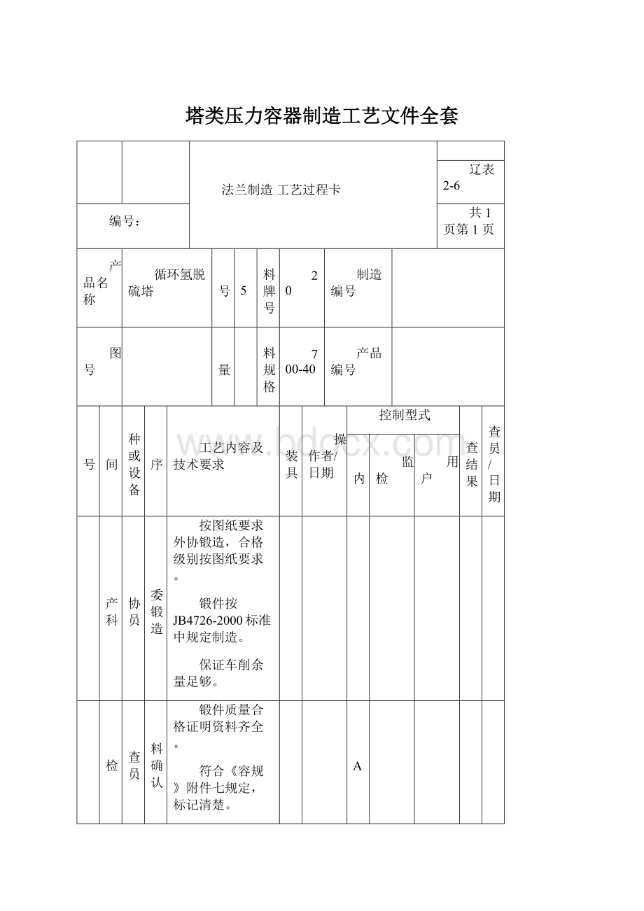 塔类压力容器制造工艺文件全套Word格式文档下载.docx_第1页