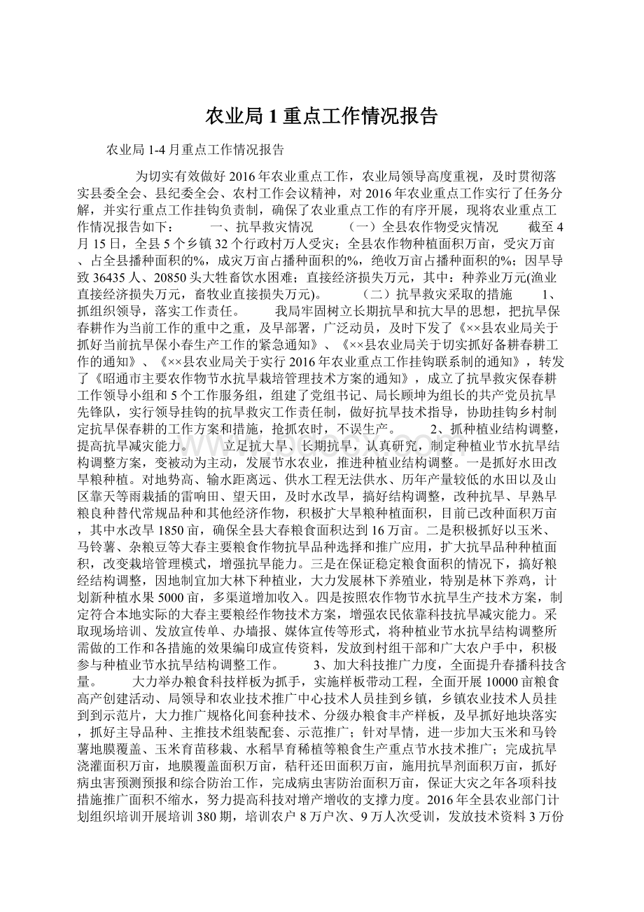 农业局1重点工作情况报告.docx