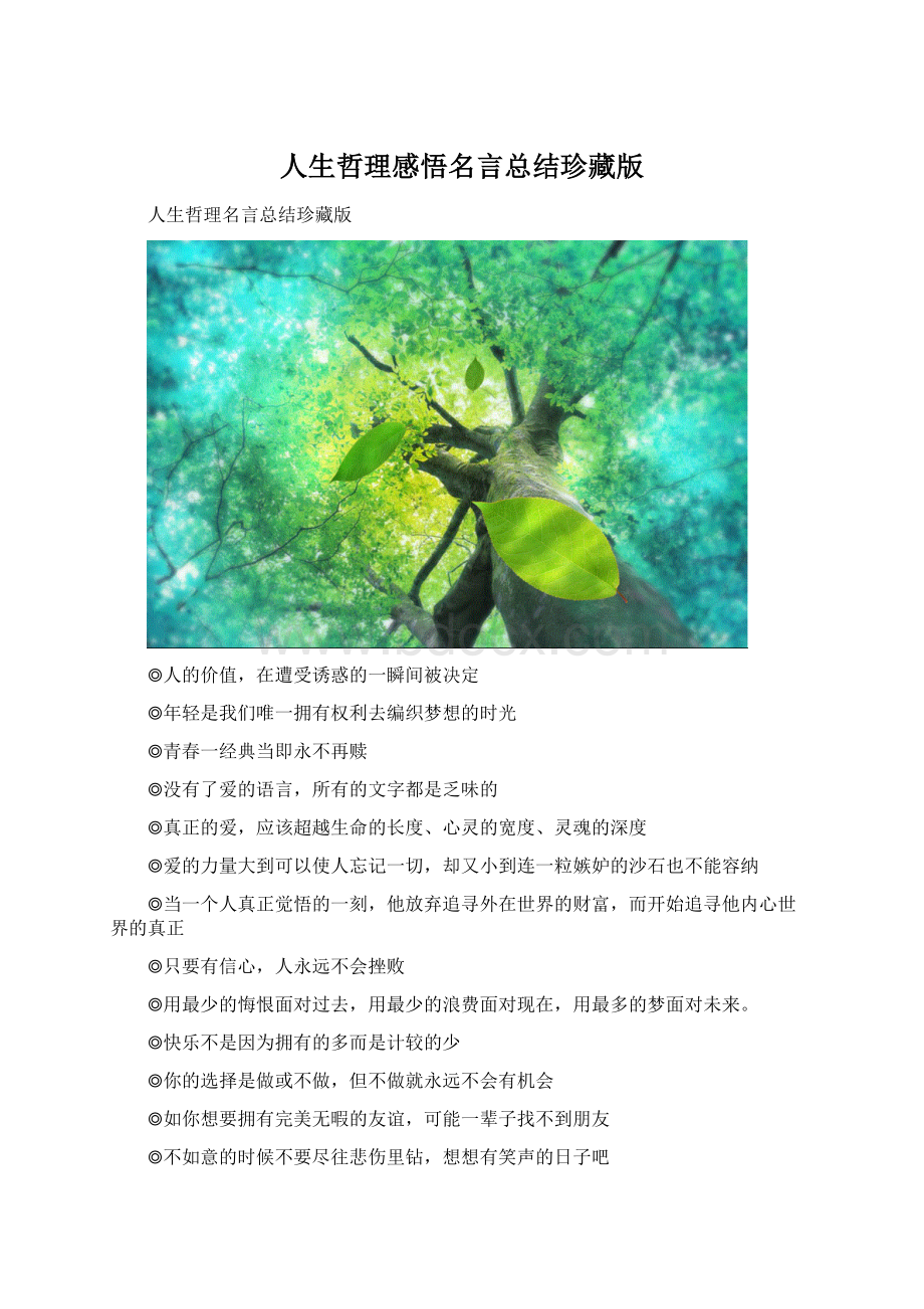 人生哲理感悟名言总结珍藏版.docx_第1页