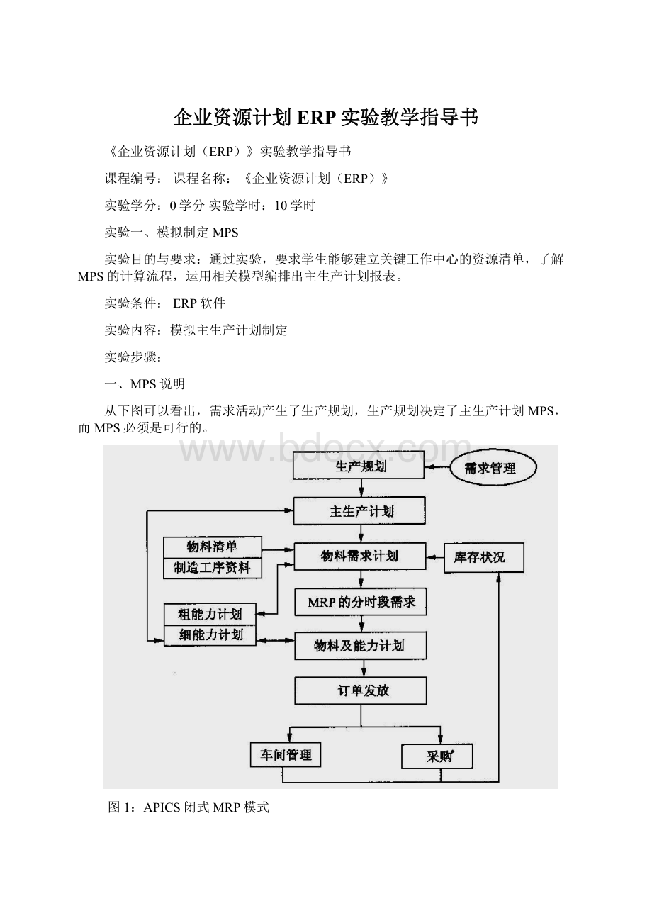 企业资源计划ERP实验教学指导书.docx