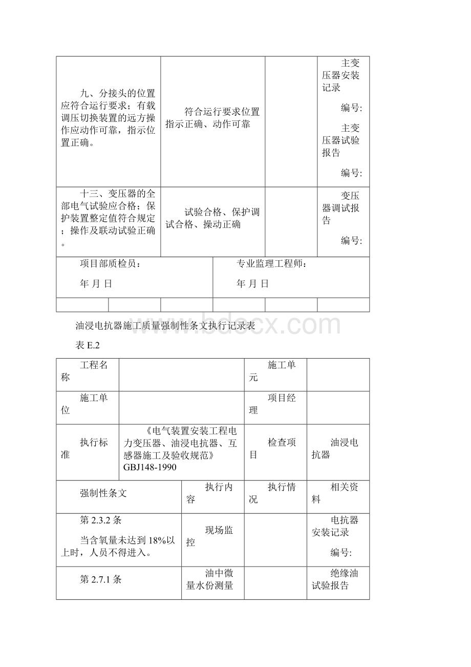 变电站电气工程质量强制性条文执行记录表附录edocWord格式.docx_第3页