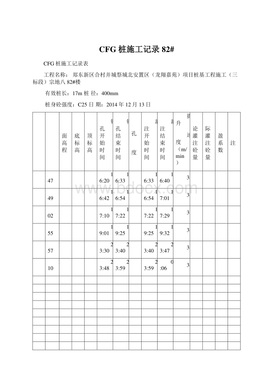 CFG桩施工记录82#.docx