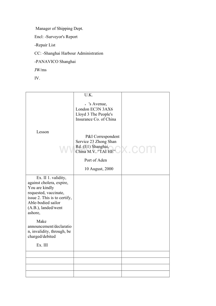 国际航运业务英语与函电练习答案Word文档格式.docx_第2页