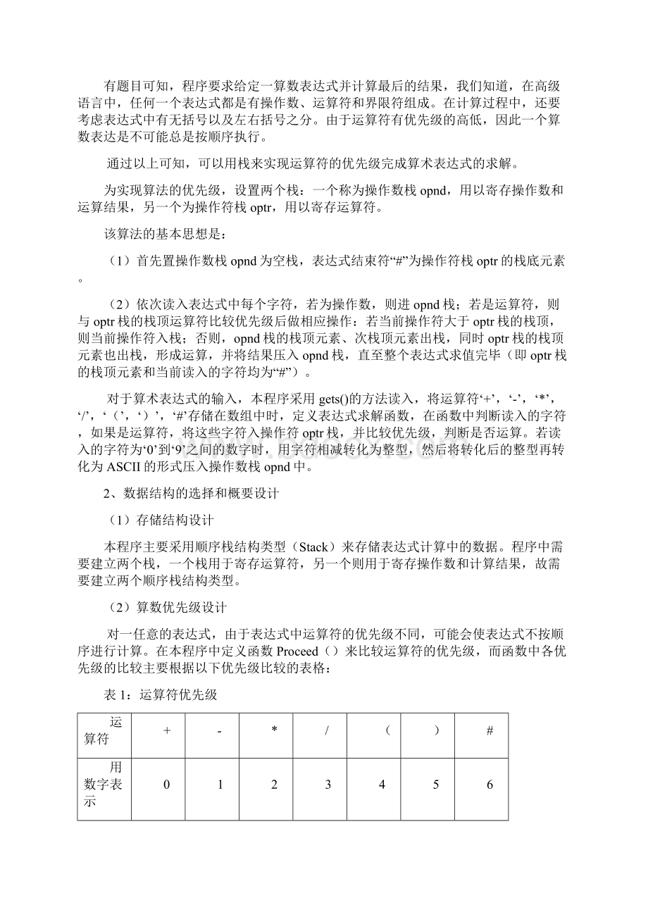 算数表达式的求解设计报告Word文件下载.docx_第2页